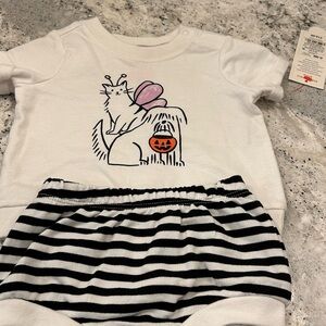 White and Black Striped Kids Pajamas